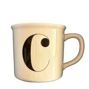 Pottery Barn White Mug with Black Lettering